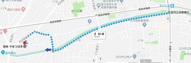 玉川上水駅から整体やまつばきへの徒歩